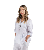 100% Linen drawstring oversized top