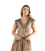 Overdyed lace trim silky cami