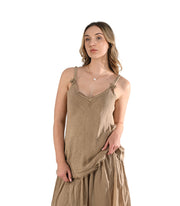 100% Linen frayed edge braided strap cami