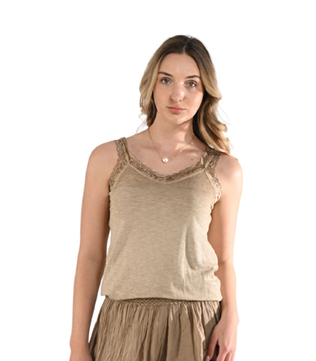 Overdyed frill lace trim cami