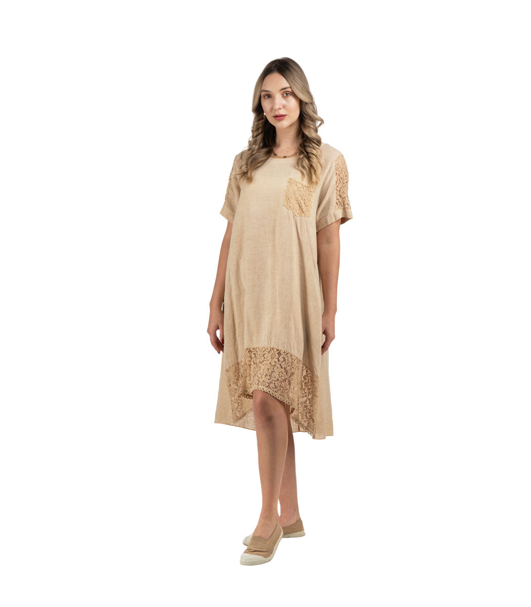 Hi-lo lace detail dress