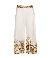 100% Linen animal print wide leg pants