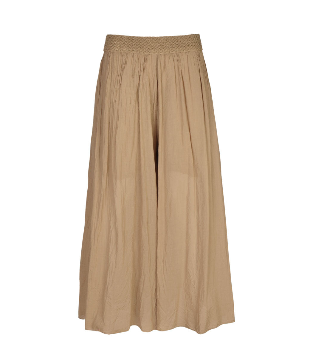 Elastic waist wide leg pants