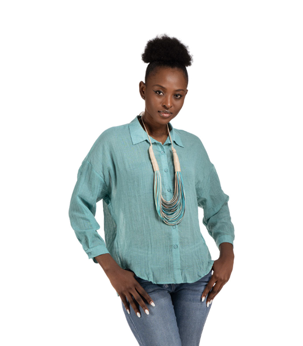 Hi-lo oversized sheer shirt