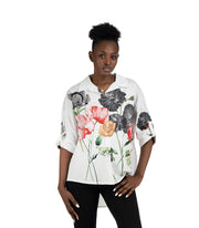 Giant flower print hi-lo top