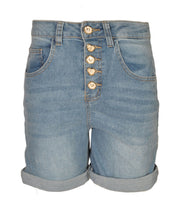 Heart button diamante denim shorts