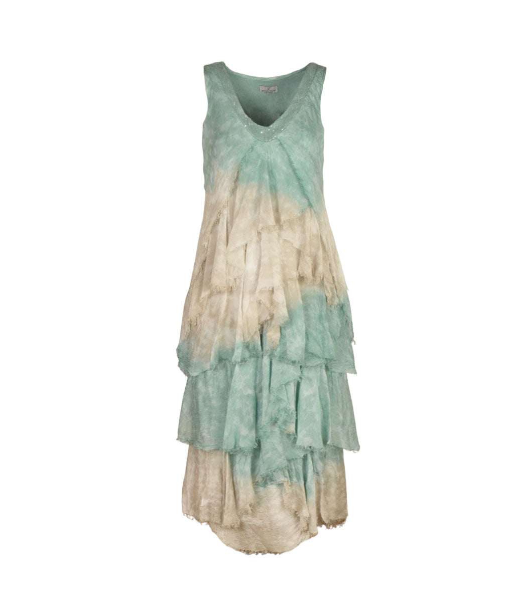 Silky ombre tiered dress