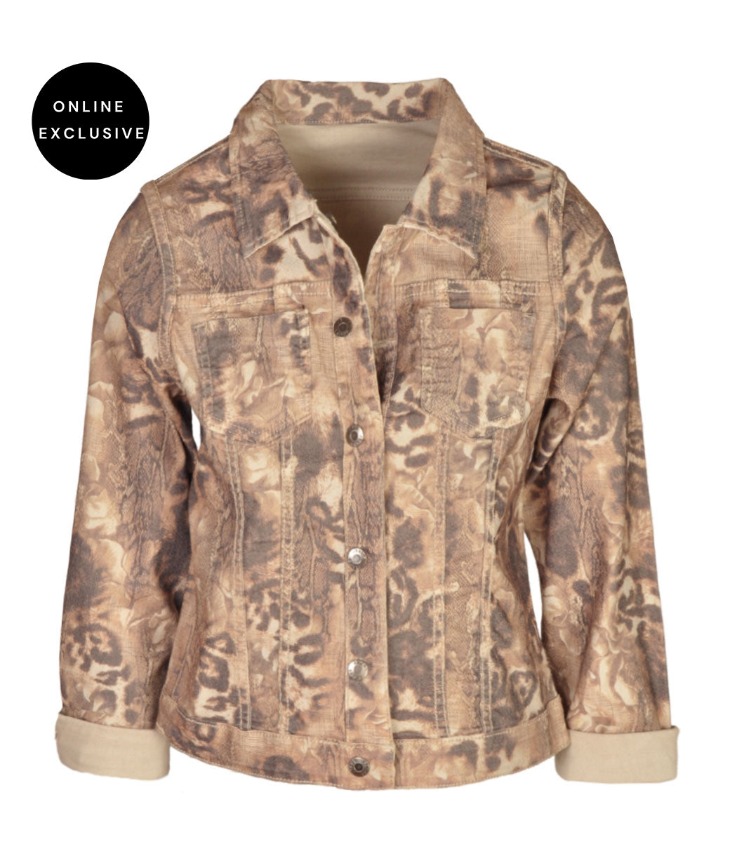 Snake print reversible jacket