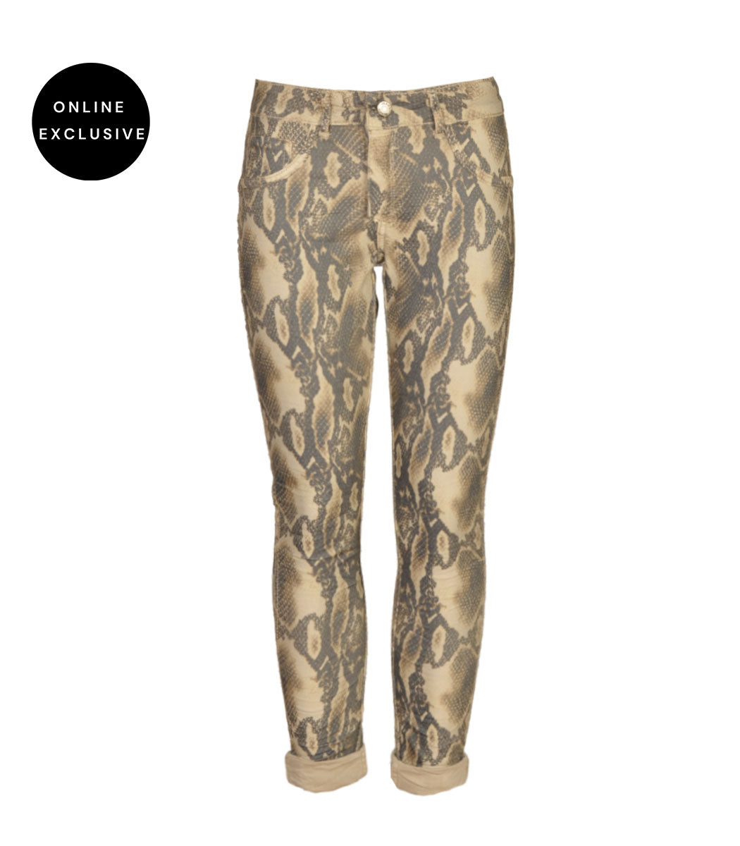 Snake print reversible pants