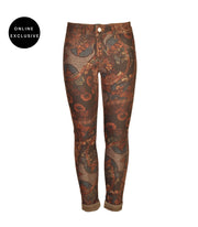 Pattern print reversible pants