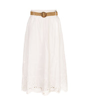 Belted anglaise maxi skirt
