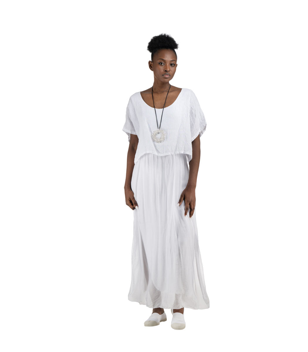 Double layered linen silky dress
