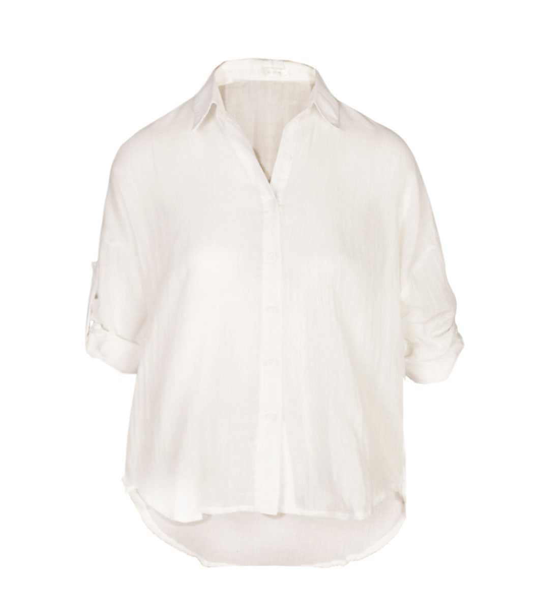 Hi-lo oversized sheer shirt