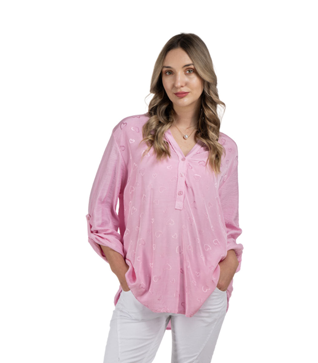 2-Textured jacquard heart oversized top