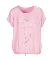 2-Textured foil rose oversized top