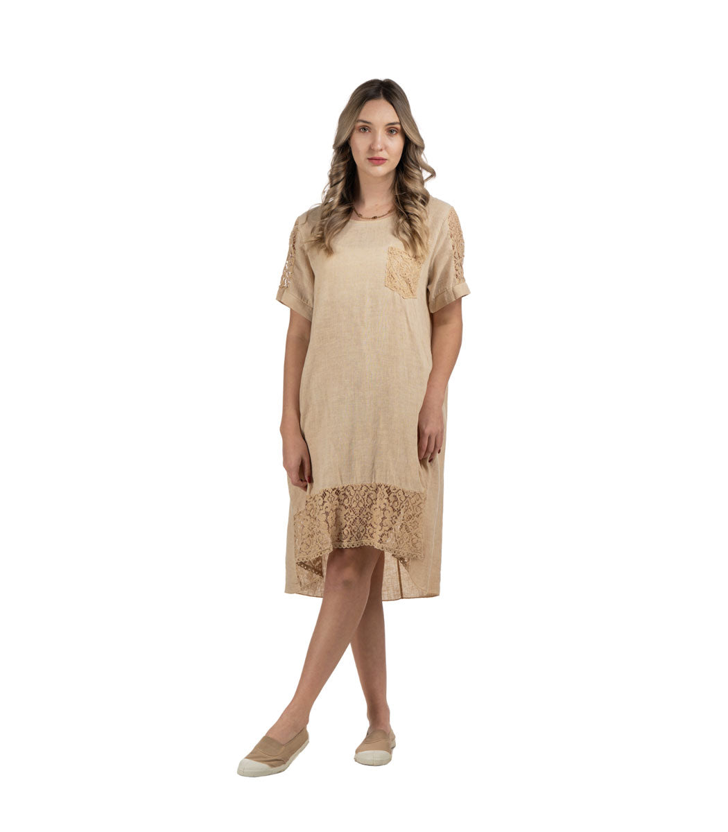 Hi-lo lace detail dress