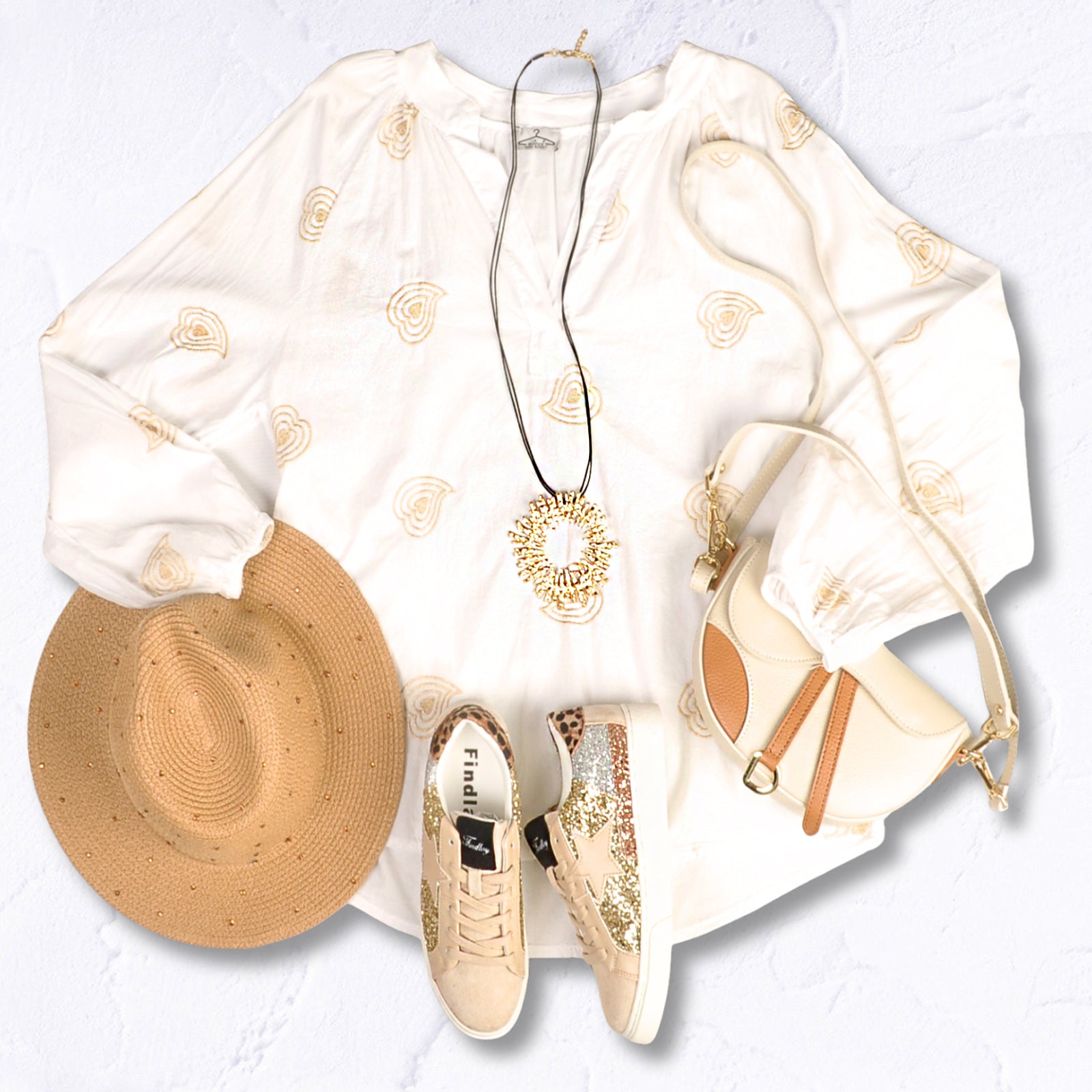 Embroidered heart oversized shirt