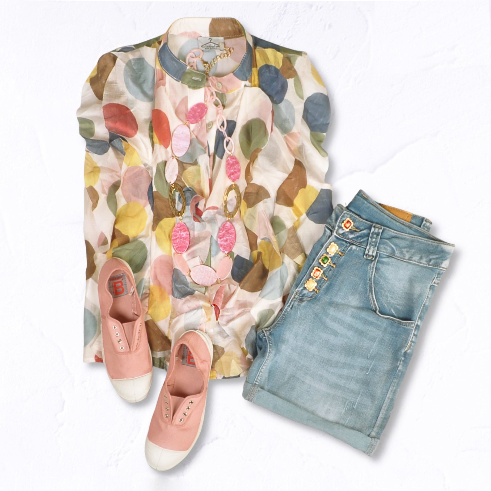 Polka dot frill detail top