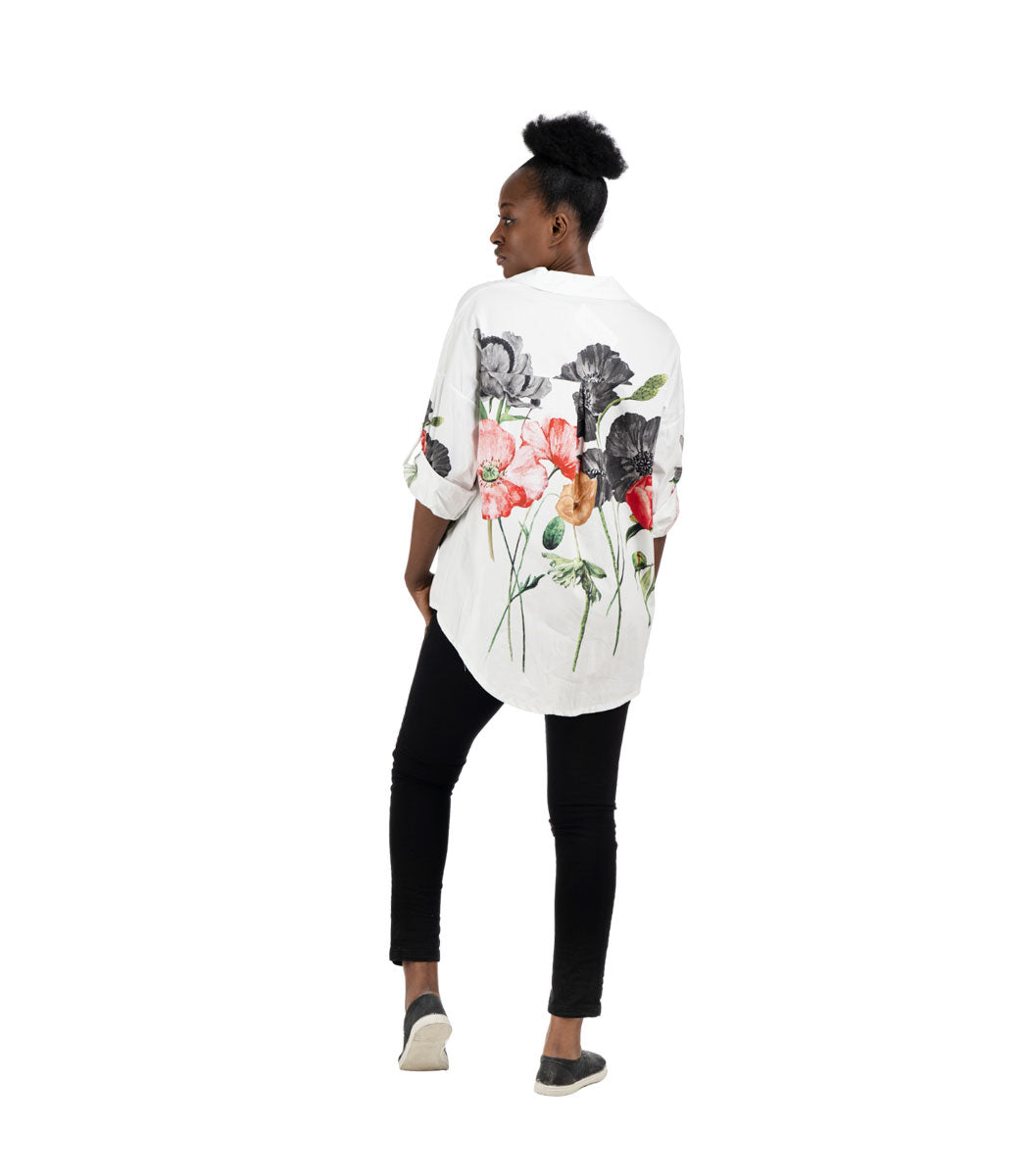 Giant flower print hi-lo top