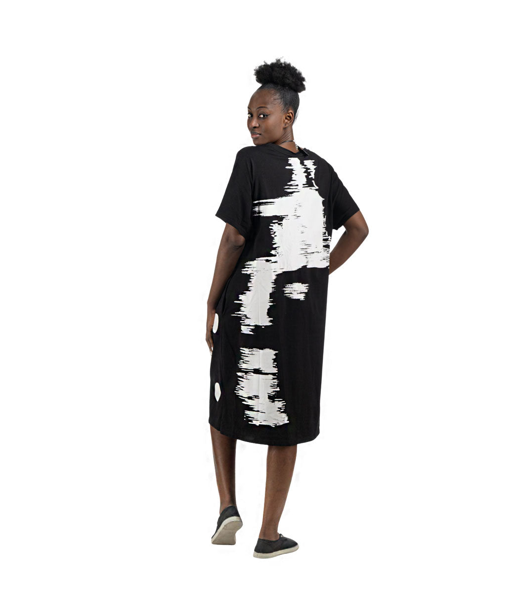 Circle paint t-shirt midi dress