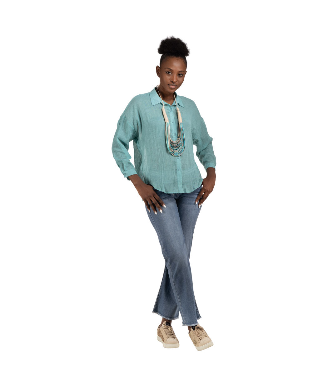 Hi-lo oversized sheer shirt