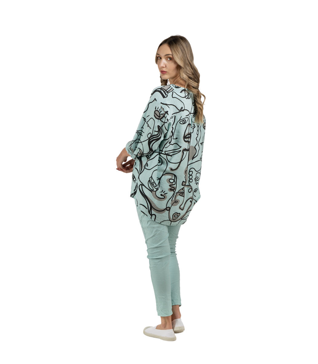 Face print oversized top