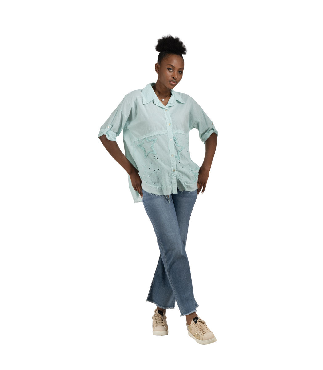 Flocked star anglaise oversized shirt