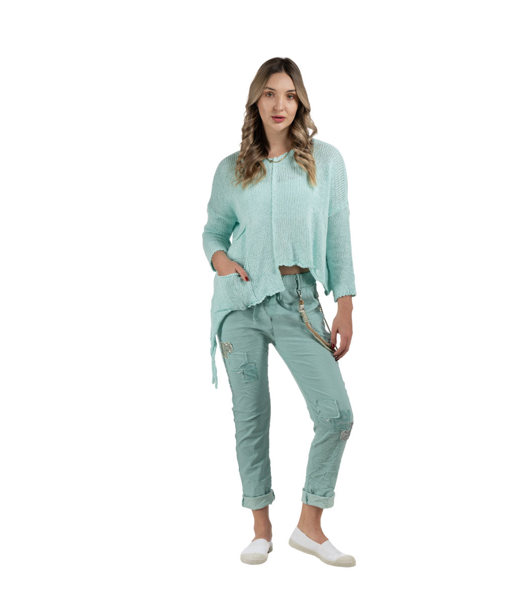 Pocket detail pointy edge knitted top