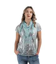 Foil Paris print sequin star top