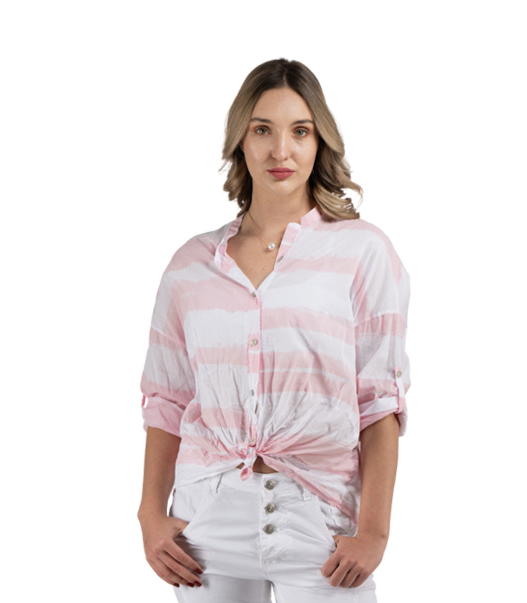 Front knot striped shirt
