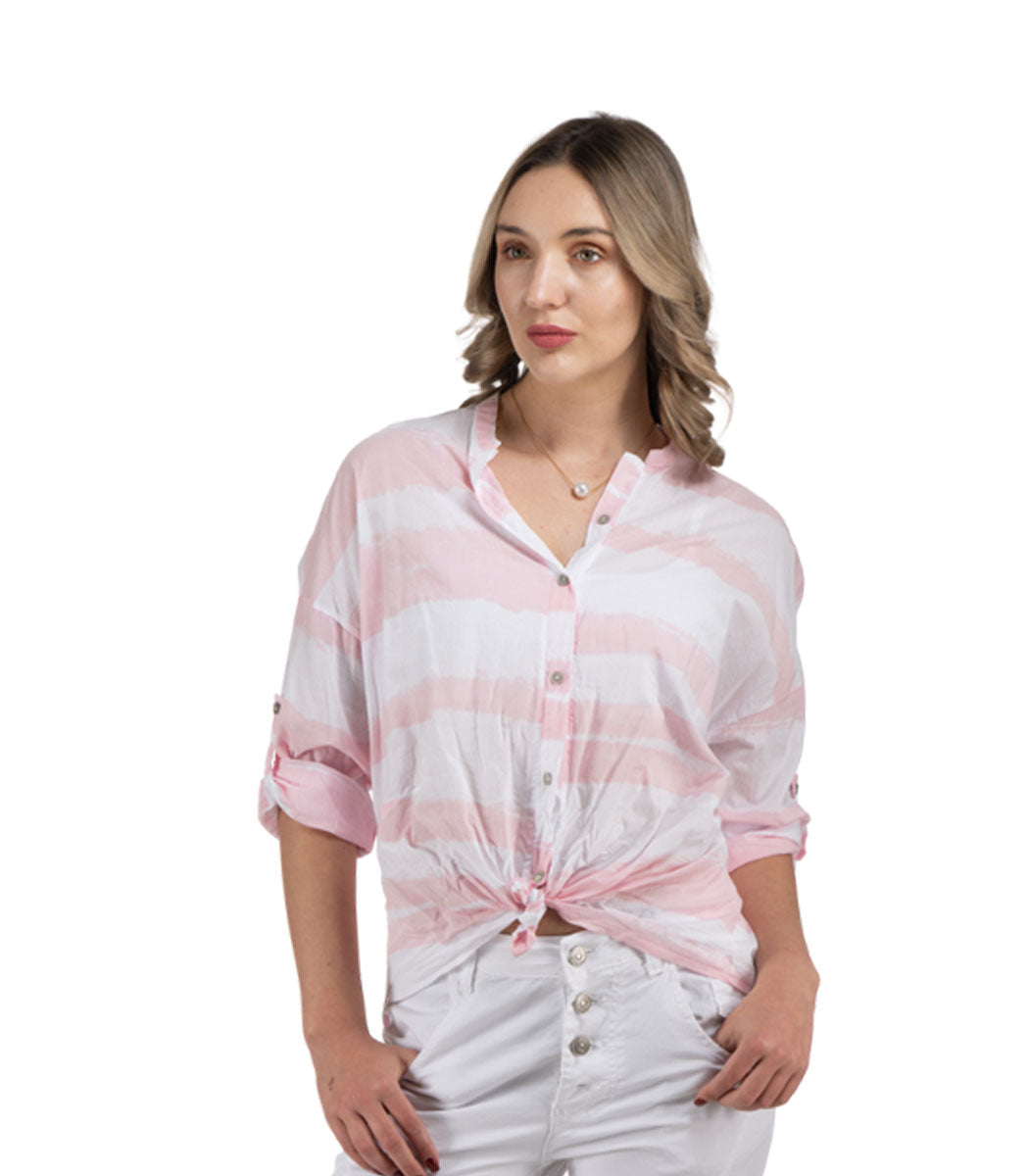 Front knot striped shirt