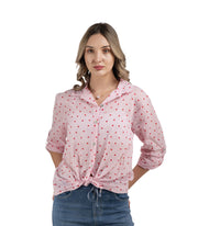 Heart print striped top