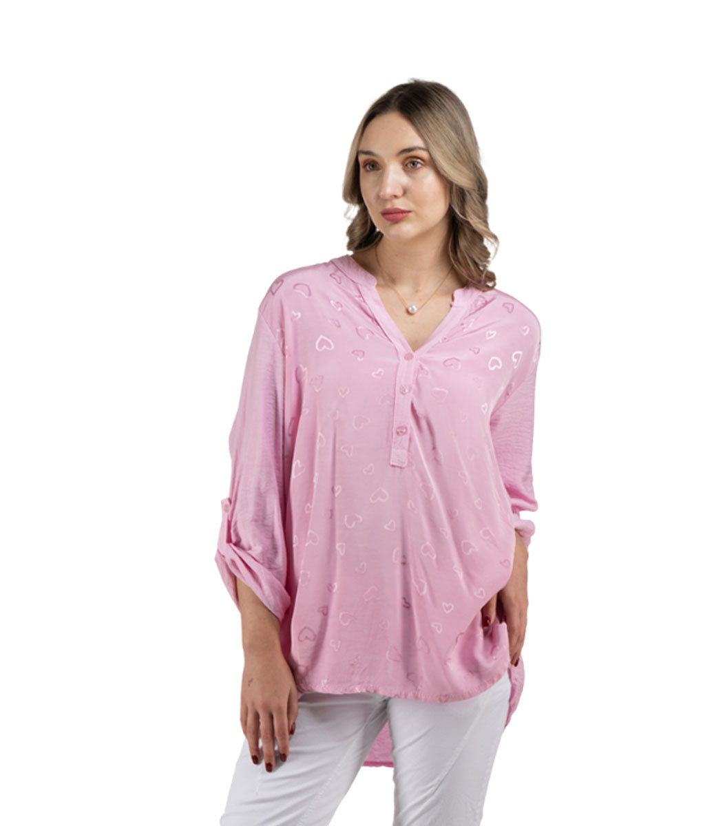 2-Textured jacquard heart oversized top