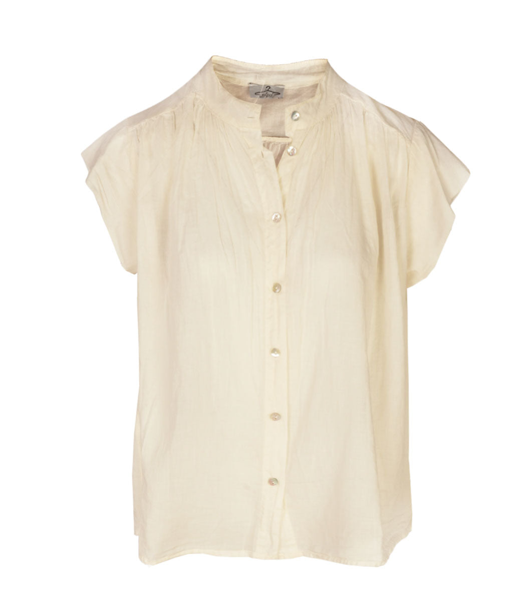 Cap sleeve sheer blouse