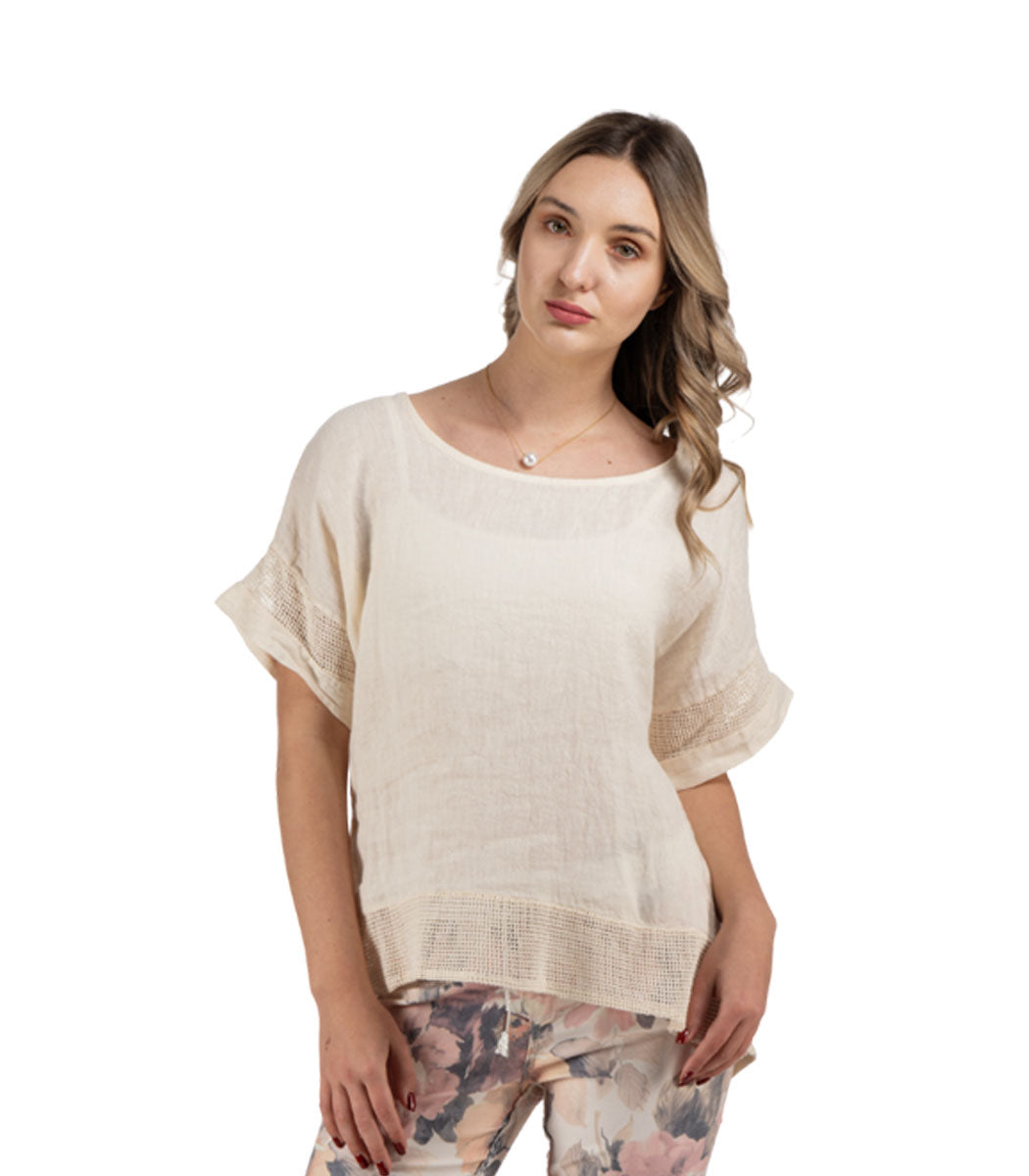 Basket weave linen top