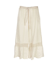 100% Linen crochet anglaise belted pants