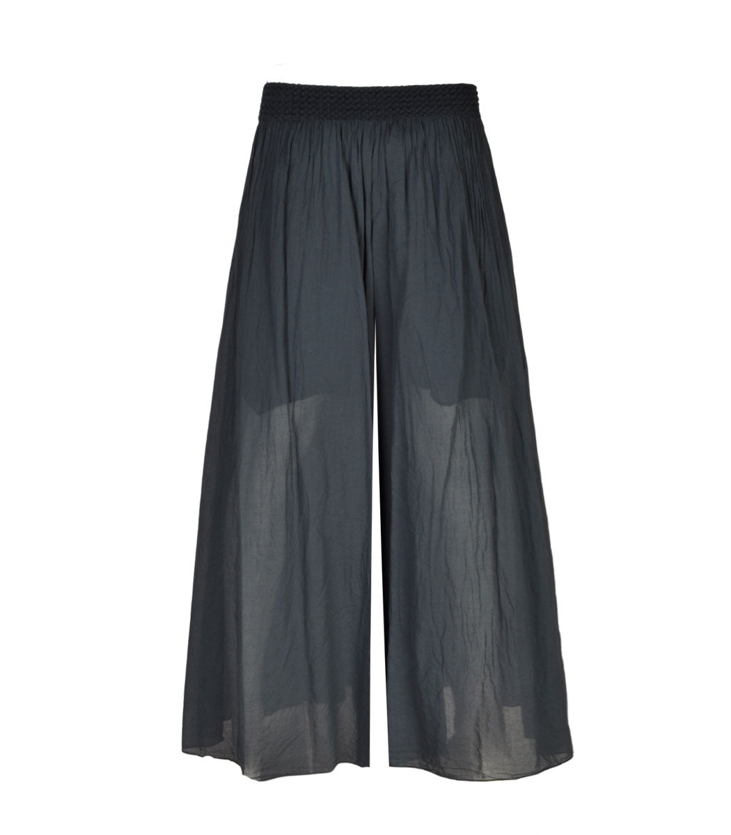 Elastic waist wide leg pants