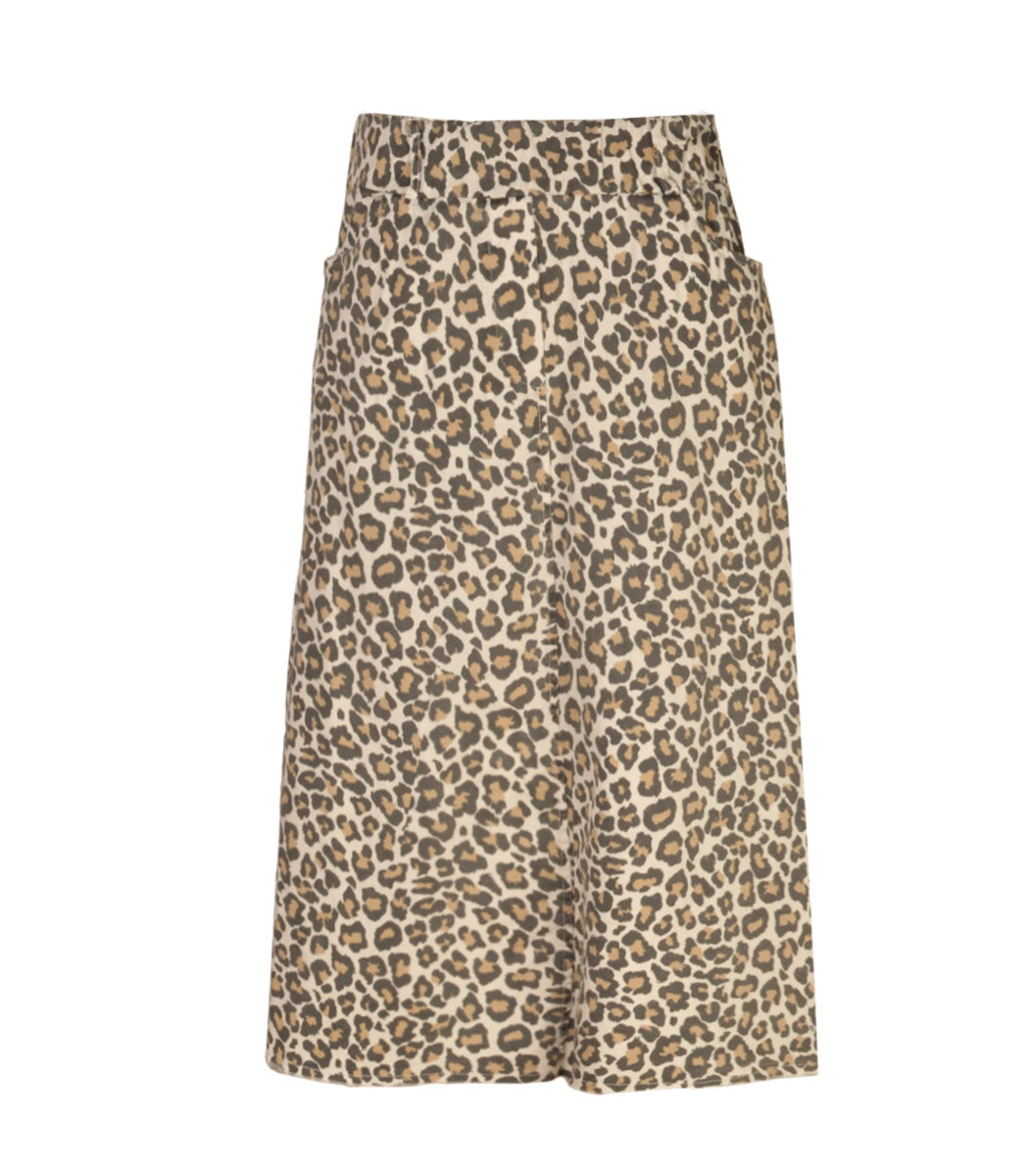 Raw-edge animal print skirt