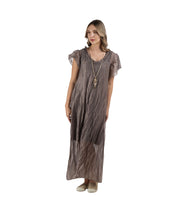 Frill collar silky maxi dress