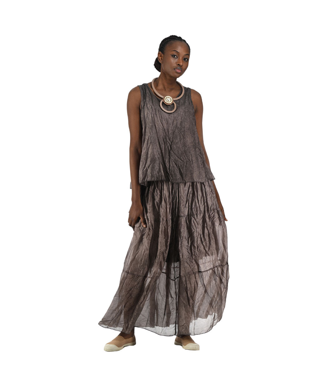 Double layer silky tiered maxi skirt