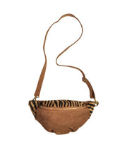 Genuine leather tiger print suede patch bag