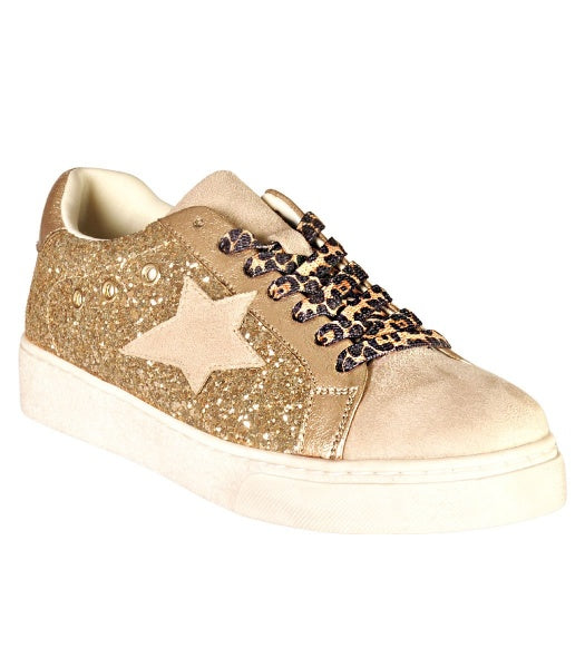 Animal print glitter sneakers