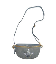 Genuine leather suede star patch bag 