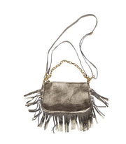 Genuine leather metallic chain bag