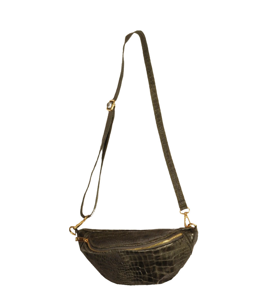 Genuine leather croc body bag