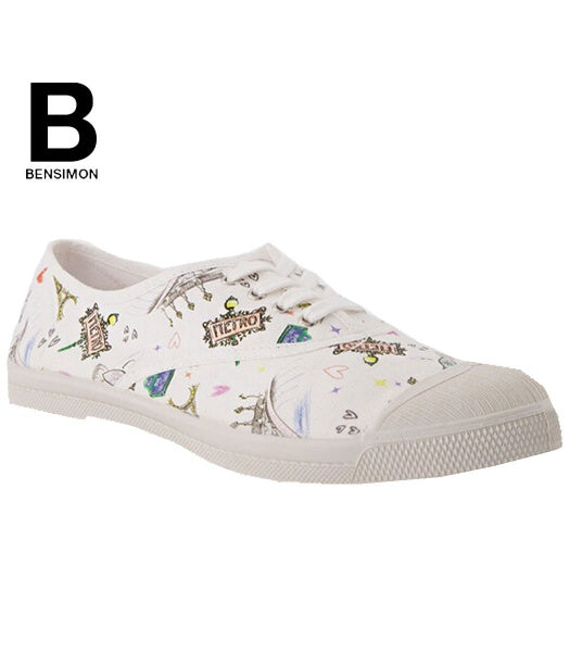 Bensimon Paris print lace up tennis elly