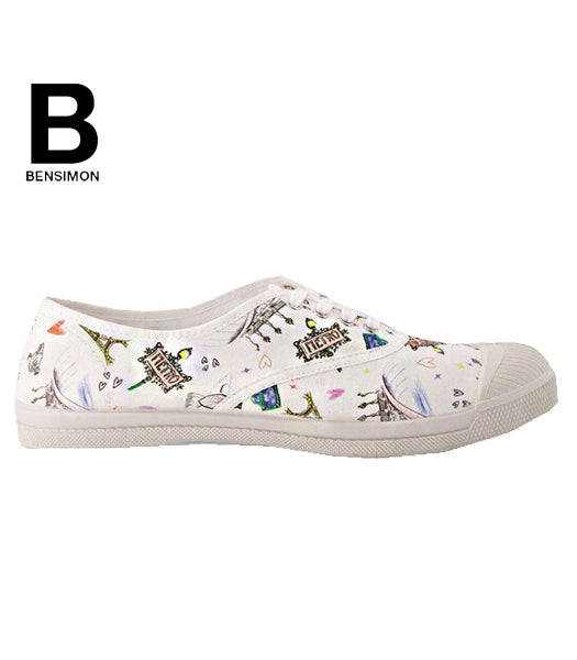 Bensimon Paris print lace up tennis elly
