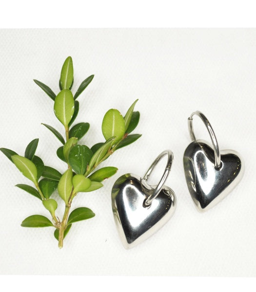 Puff heart hoop earrings