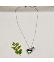 Double puff heart chain necklace 