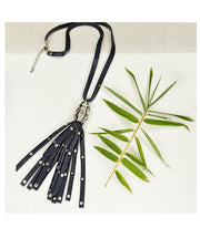 Stud leatherette tassel necklace
